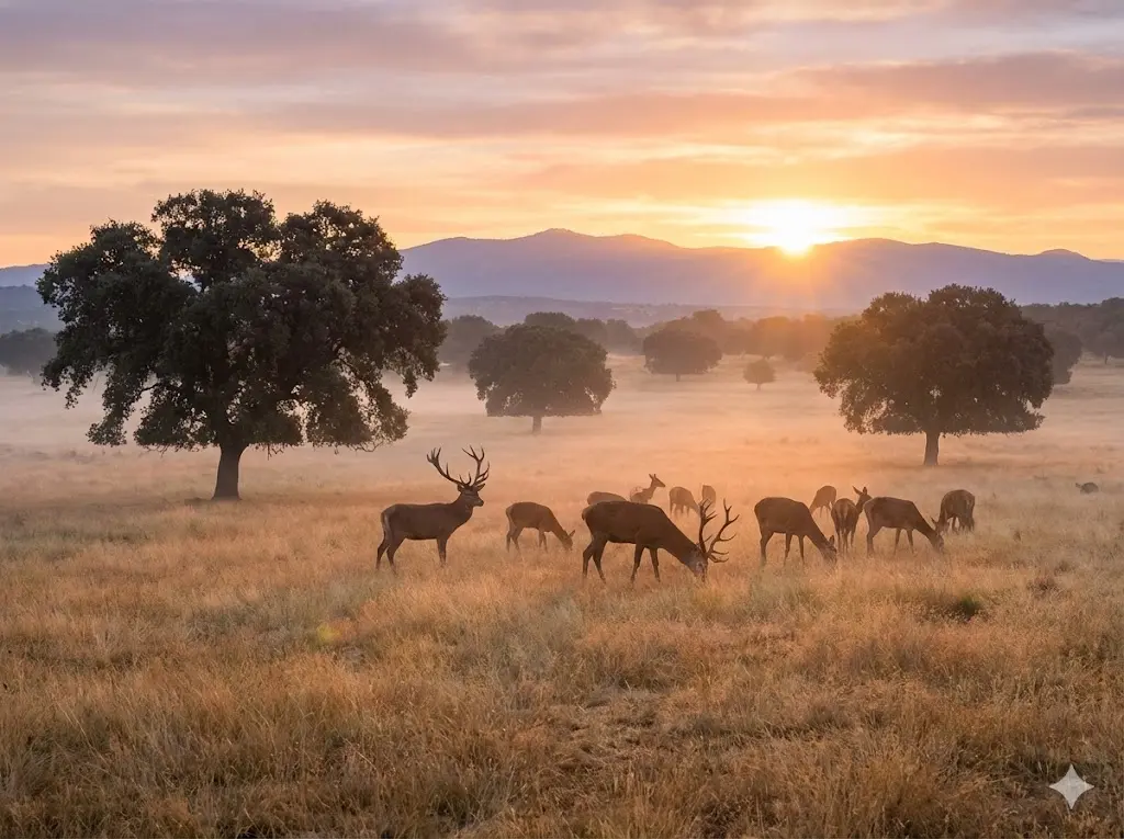 Ville dyr i Cabañeros nasjonalpark nær våre olivenlunder