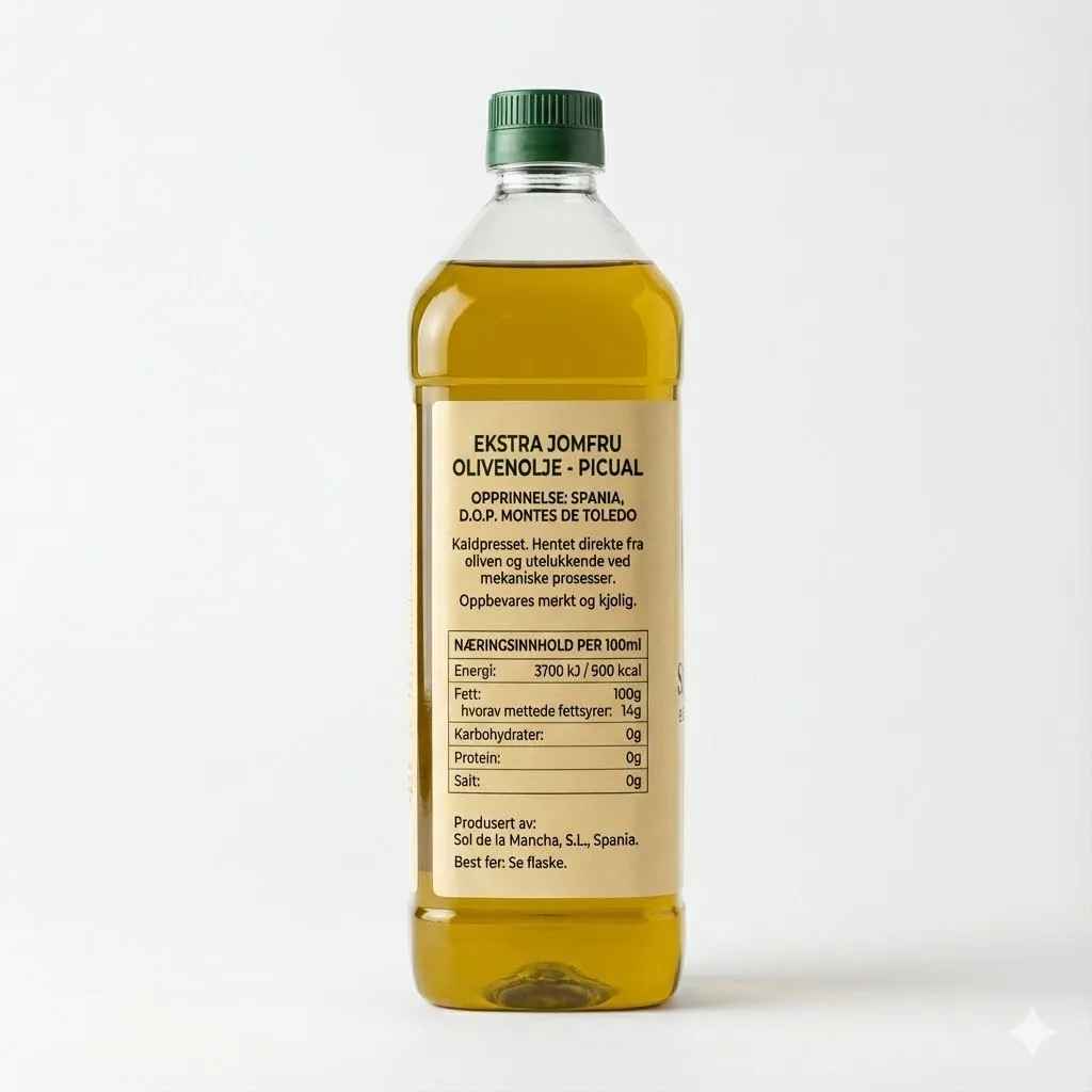 Nutrition Nutritional facts of Olimancha Picual 1L olive oil.